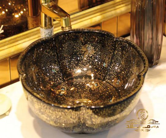 فروش عمده کاسه روشویی طلایی ایرانی با کیفیتی بی نظیر