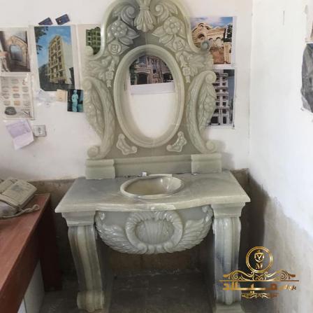 مطمئن ترین روش خرید روشویی سنگی سلطنتی دو پایه گلبرگ گلدن بلک