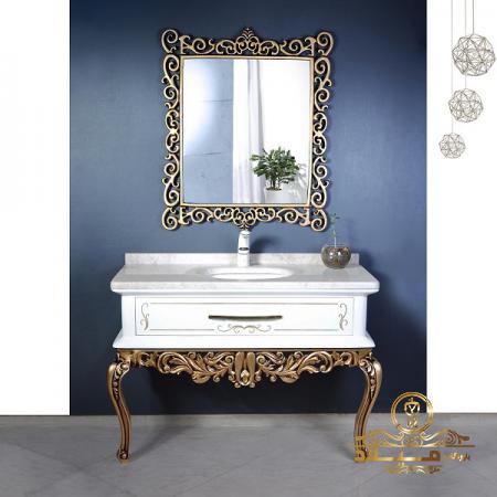 نحوه خرید آنلاین روشویی کابینت دار طلایی 84 سانت